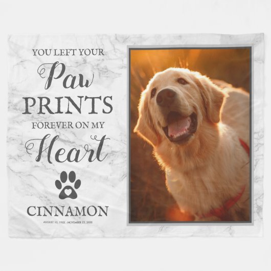 Huisdier Hond Memorial Keepsake Marble Fleece Deke (Voorkant (Horizontaal))