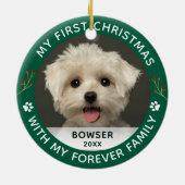 Huisdier Hond Mijn eerste Kerst Custom Photo Keramisch Ornament (Achterkant)