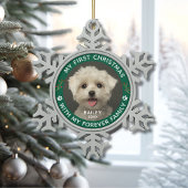 Huisdier Hond Mijn eerste Kerst Custom Photo Tin Sneeuwvlok Ornament