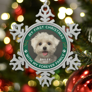 Huisdier Hond Mijn eerste Kerst Custom Photo Tin Sneeuwvlok Ornament