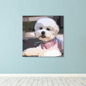 Huisdier hond, puppy, lopen canvas afdruk (Insitu (Houten vloer))