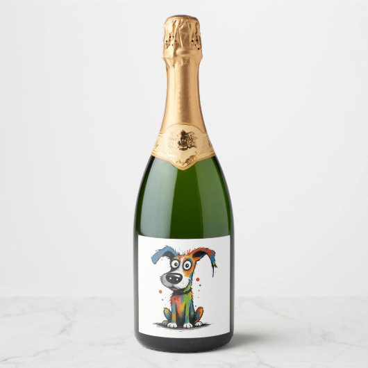 huisdier hond sparkling wijnetiket (Voorkant)