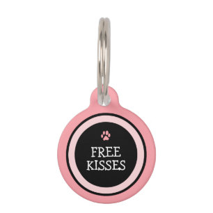 Huisdier ID Tag - Roze & Zwart - Gratis Kusjes Huisdierpenning