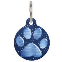 Huisdier ID Tag - Sparkles Blue1 Paw Print