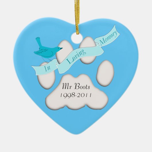 huisdier in liefhebbende geheugenblauwe versiering keramisch ornament (Voorkant)