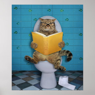 Huisdier in Toilet Print Funny Cat Badkamer Art