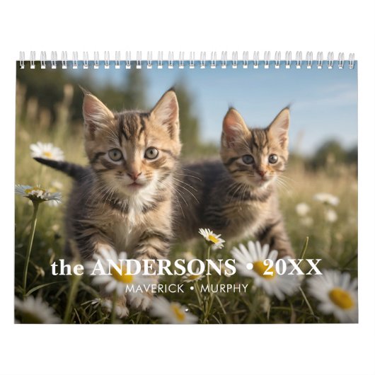 Huisdier Kat Custom Foto's Modern Schattige 12 Maa Kalender (Hoes)