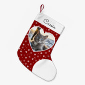 Huisdier Kat Foto Crimson Rood Gepersonaliseerd Kleine Kerstsok (Voorkant (Hangend))