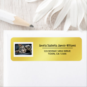 Huisdier Kat Foto Elegant Modern Retour Adres Goud Etiket
