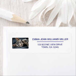 Huisdier Kat Foto Elegant Modern Retouradres Label