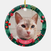 Huisdier Kat Foto Waterverf Botanicals Keramisch Ornament (Achterkant)