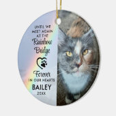 Huisdier Kat Herdenkingsfoto Regenboogbrug Keramisch Ornament (Links)