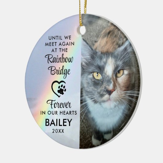 Huisdier Kat Herdenkingsfoto Regenboogbrug Keramisch Ornament (Links)