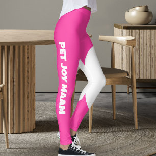 Huisdier Kat Moeder Naam Elektrisch Roze Wit Aange Leggings