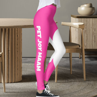 Huisdier Kat Moeder Naam Elektrisch Roze Wit Aange Leggings