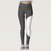 Huisdier Kat Moeder Naam Grijs Wit Aangepaste Teks Leggings (Voorkant)