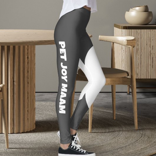 Huisdier Kat Moeder Naam Grijs Wit Aangepaste Teks Leggings