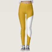 Huisdier Kat Moeder Naam Mosterd Goud Wit Aangepas Leggings (Voorkant)