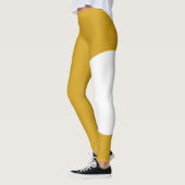 Huisdier Kat Moeder Naam Mosterd Goud Wit Aangepas Leggings (Links)