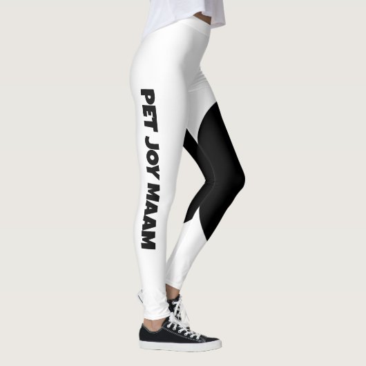 Huisdier Kat Moeder Naam Wit Zwart Aangepaste Teks Leggings (Rechts)