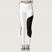 Huisdier Kat Moeder Naam Wit Zwart Aangepaste Teks Leggings (Voorkant)