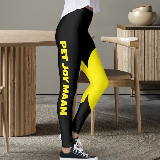 Huisdier Kat Moeder Naam Zwart Geel Plezier Aangep Leggings