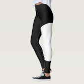 Huisdier Kat Moeder Naam Zwart Wit Aangepaste Teks Leggings (Links)