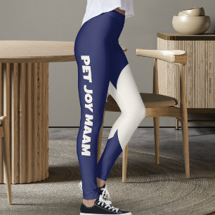 Huisdier Kat Moeder Navy Blauwe Effen Ivoor Aangep Leggings