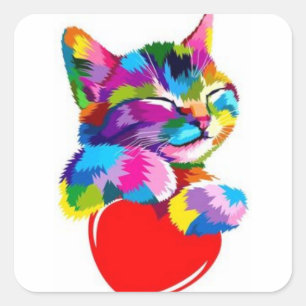 huisdier kat ontwerp vierkante sticker