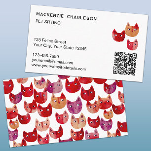 Huisdier Kat Oppas Pret QR Code Visitekaartje