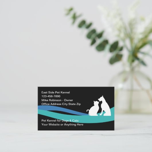 Huisdier kennel Hond en Kat Theme Visitekaartjes (Staand voorkant)