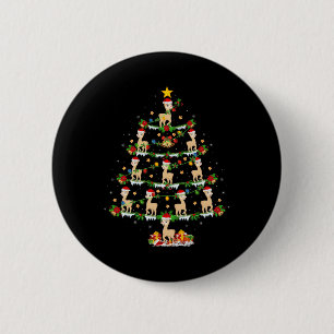 Huisdier Kerstmis Lights Santa Alpaca kerstboom Ronde Button 5,7 Cm