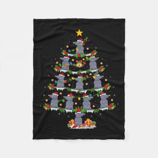 Huisdier Kerstmis Lights Santa Mole Kerstboom Fleece Deken (Voorkant)