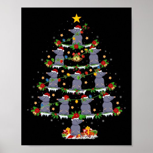 Huisdier Kerstmis Lights Santa Mole Kerstboom Poster (Voorkant)