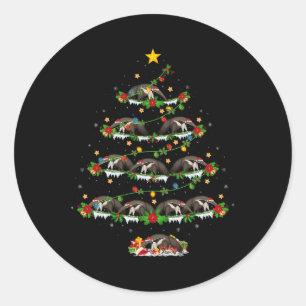 Huisdier Kerstverlichting Santa Anteater Kerstboom Ronde Sticker