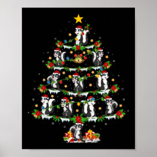 Huisdier Kerstverlichting Santa Skunks Kerstboom Poster