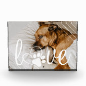 Huisdier Leven Liefde | Pootafdruk Hart Script Quo Fotoblokken (Voorkant)