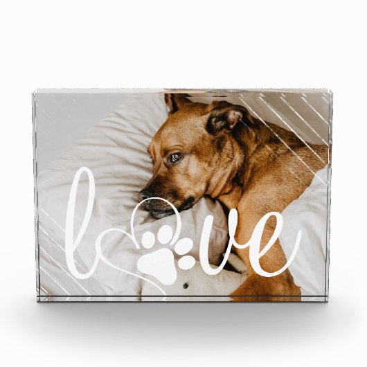 Huisdier Leven Liefde | Pootafdruk Hart Script Quo Fotoblokken (Voorkant)