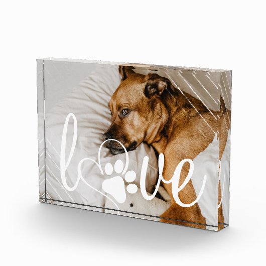 Huisdier Leven Liefde | Pootafdruk Hart Script Quo Fotoblokken (Rechts)