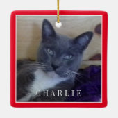 HUISDIER LIEFDE Keramisch Vierkant Ornament/Rood Ornament (Achterkant)