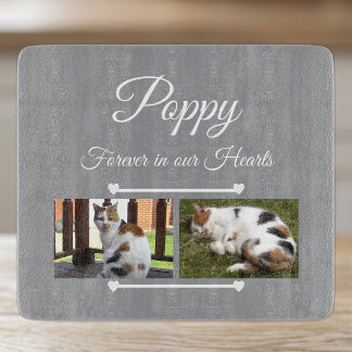 Huisdier Liefhebber grijs en wit 2 foto's glas Snijplank