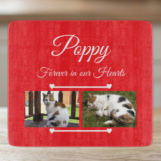 Huisdier Liefhebber rood en wit 2 foto's glas Snijplank