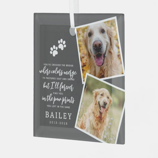 Huisdier Memorial Modern Eenvoudig Chique Gedicht  Glas Ornament (Voorkant links)