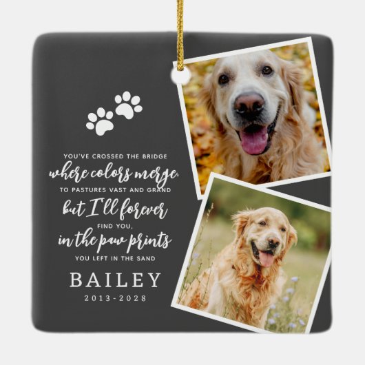 Huisdier Memorial Modern Eenvoudig Chique Gedicht  Keramisch Ornament (Achterkant)