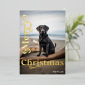 Huisdier Modern Hond Vrolijk Kerstmis Minimalistis Folie Feestdagenkaart (Staand Voorkant)