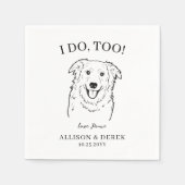 Huisdier naam Border Collie Tekening Hond Bruiloft Servet (Voorkant)