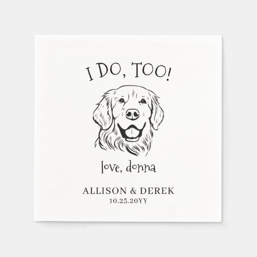 Huisdier naam Golden Retriever Tekening Hond Bruil Servet (Voorkant)