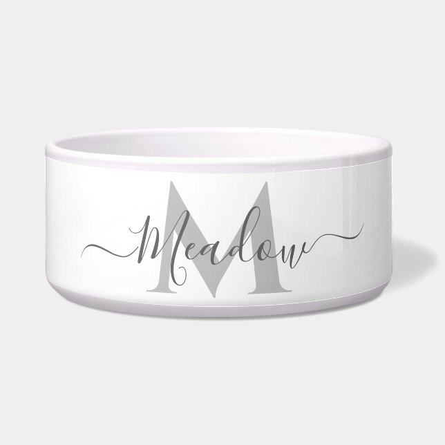 Huisdier Naam Monogram Minimalistisch Voerbakje (Voorkant)