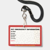 Huisdier Nood Informatiekaart Badge (Voorzijde met lanyard)