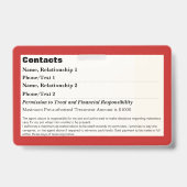 Huisdier Nood Informatiekaart Badge (Achterkant)